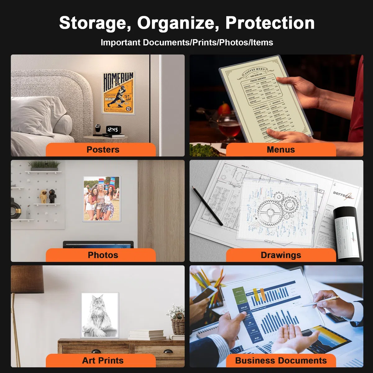 Ndsox Paquete de 5 protectores de impresión rígidos de plástico duro transparente de 8 x 10 pulgadas, carga superior para fotografías, papeles fotográficos, carteles, impresiones, certificados de
