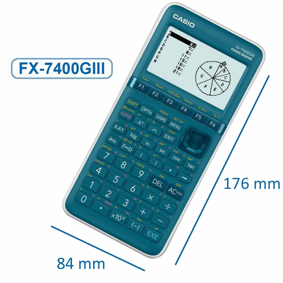Casio FX-7400GIII - Calculadora gráfica (Pantalla Cian, 21 Unidades, 87,5 x 21,3 cm)