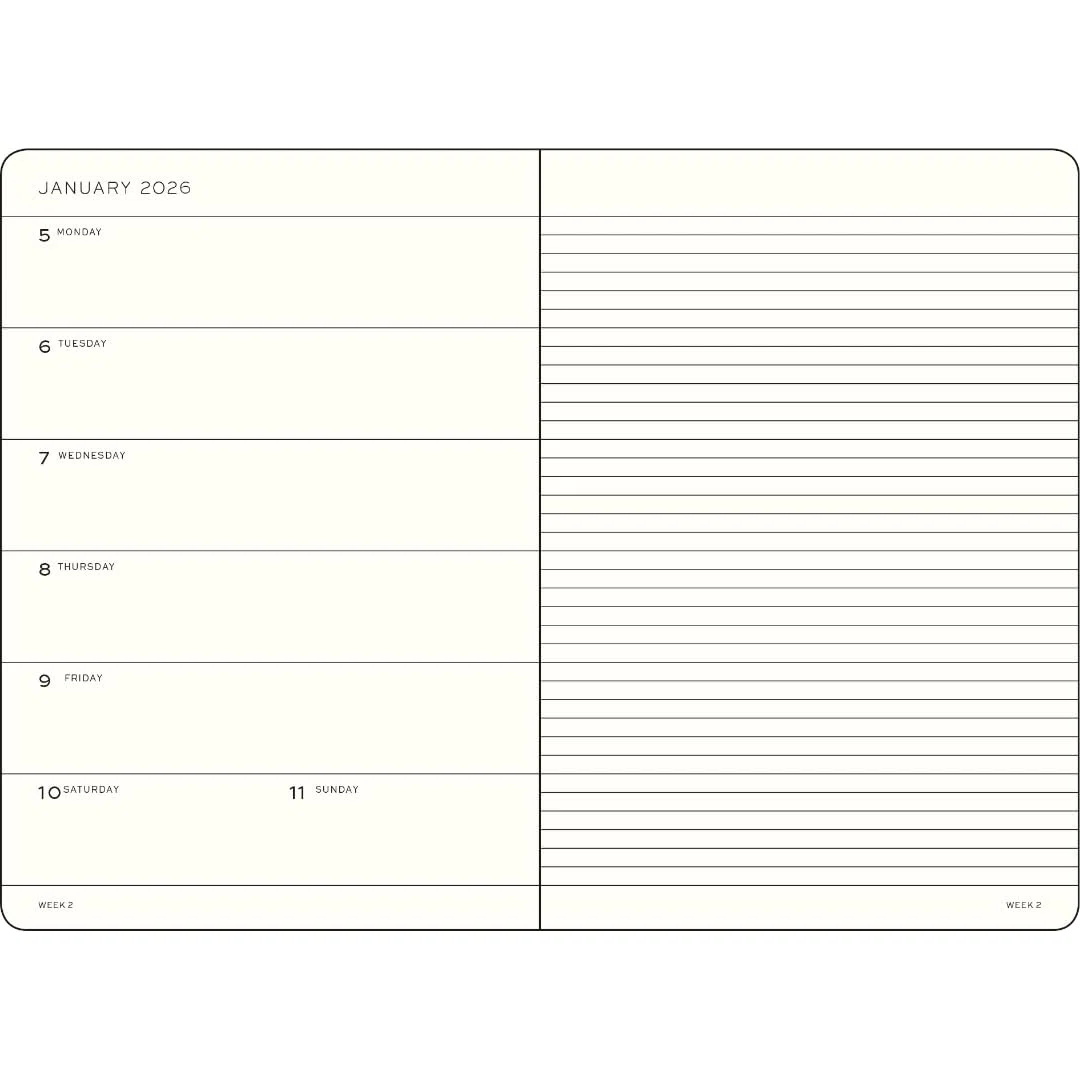 LEUCHTTURM1917 3720805 Agenda semana vista y libreta Medium (A5) 2026, 18 meses 07.2025-12.2026, Tapa Blanda, Spring Leaf, Inglés
