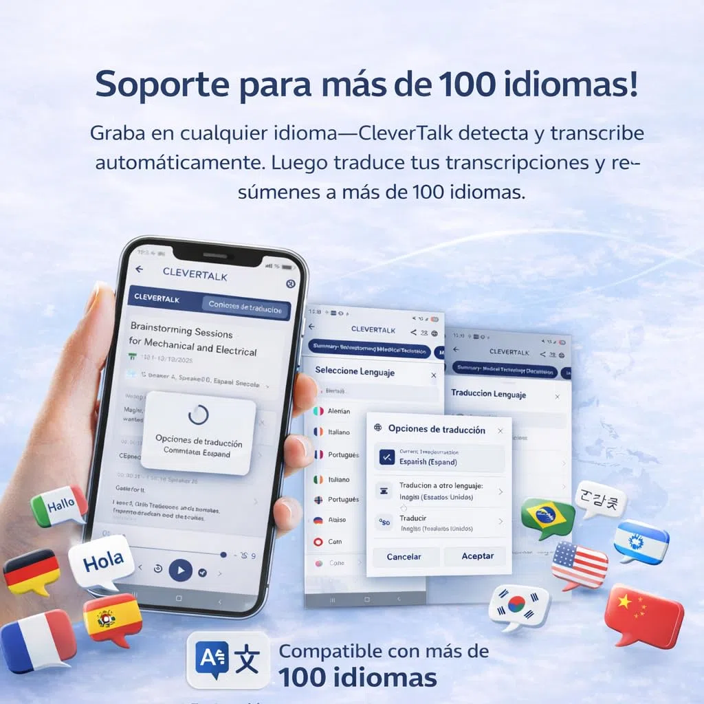 CleverTalk Q37 Grabadora de Voz con IA | Activada por Voz | App Móvil, Mac, Windows y Web | Cloud Europea GDPR | 64GB | Audio HD 1536kbps | USB-C