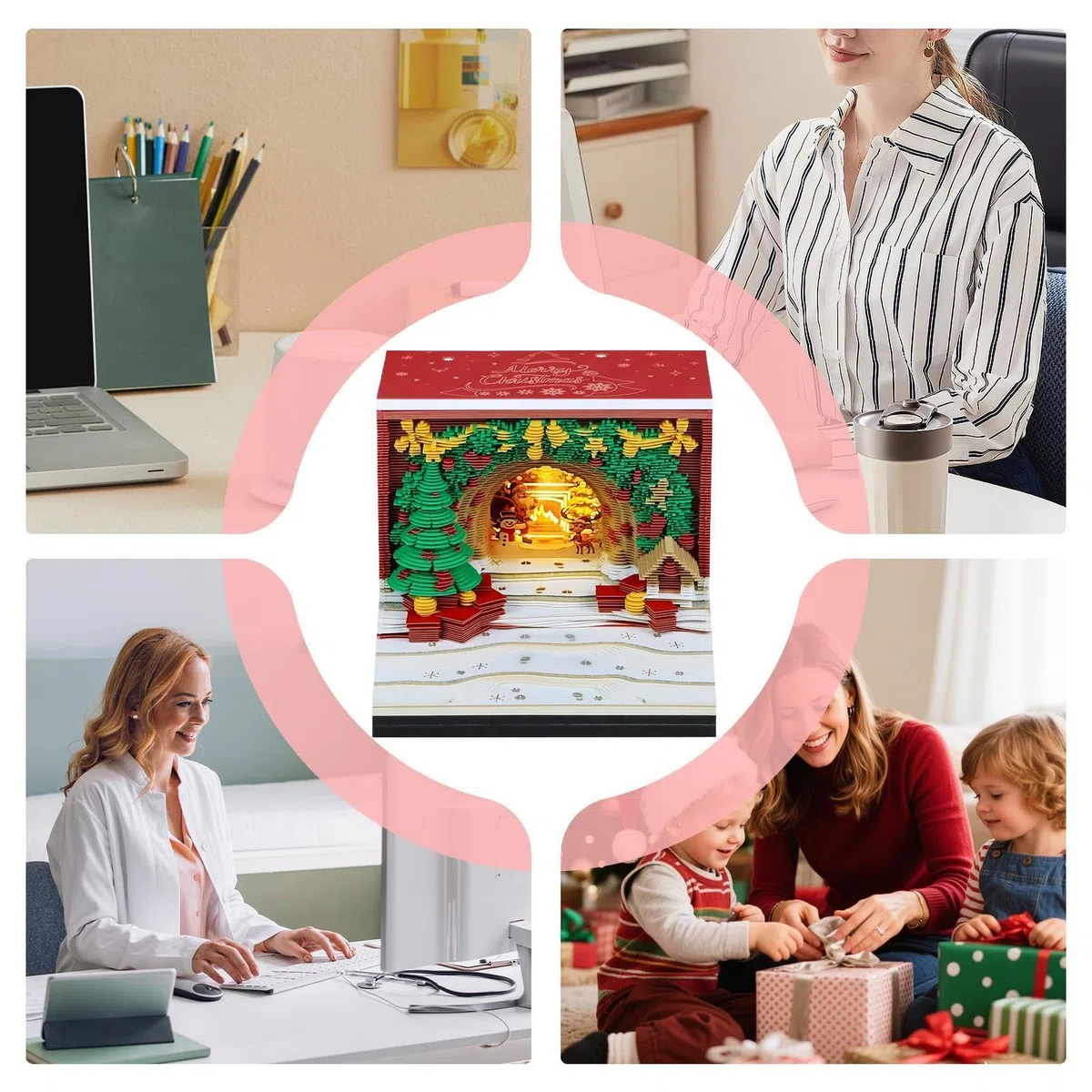 Calendario 3D 2027 Navideño Desprendible Planificador Estético Decorativo | Calendario Con Bloc De Notas Y Notas Adhesivas Para Hogar, Oficina, Escuela y Familia