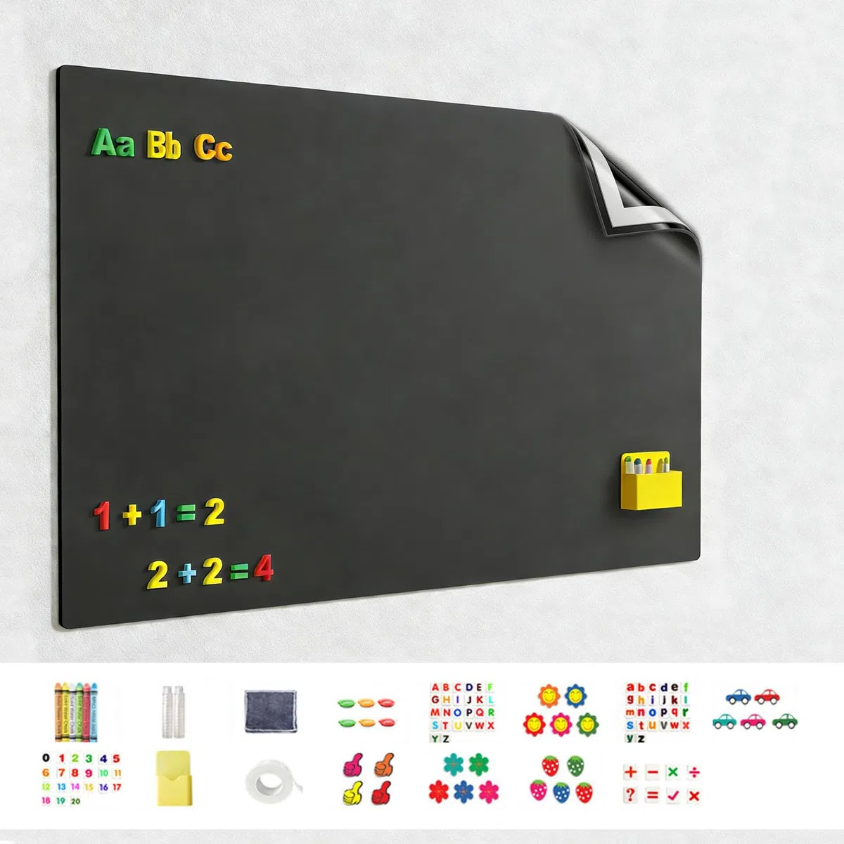 Pizarra Magnética 60 * 100 Cm, Adecuada Para Escuelas, Hogar, Oficina y Otras Superficies Lisas, Incluye Un Generoso Paquete De Regalo, Adhesivos De Pizarra Magnética Diy, Material Ecológico