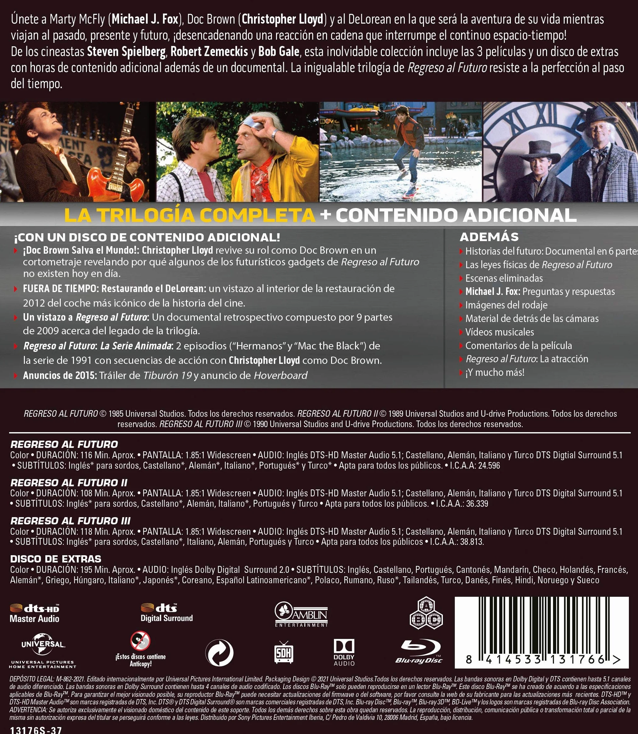 Regreso al futuro 1-3 (Blu-ray + Blu-ray Extras) [Blu-ray]