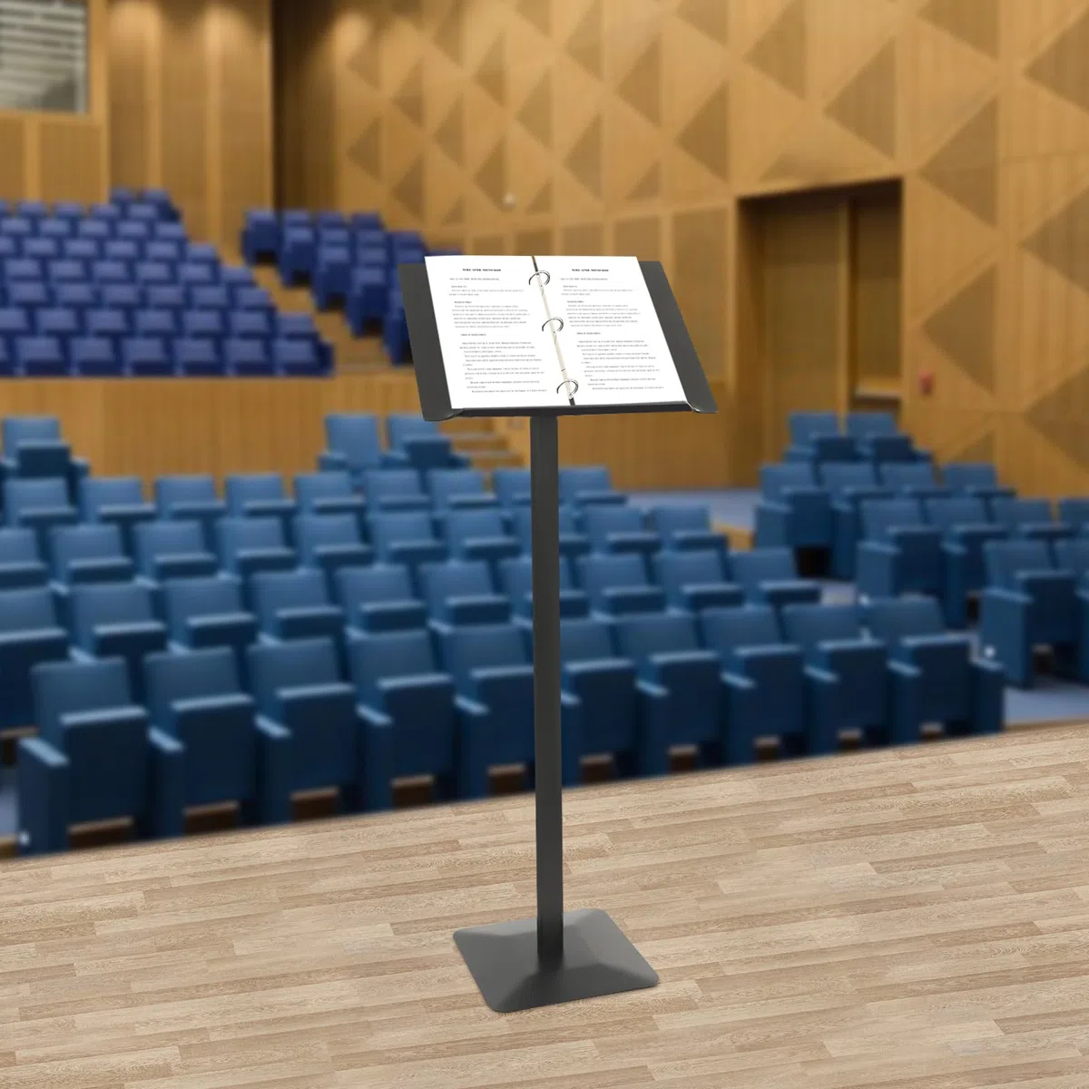 Soporte de información con base firme antideslizante que evita el deslizamiento, soporte de metal ajustable, adecuado para menús, carteles y anuncios. Dimensiones: 49 x 35 cm