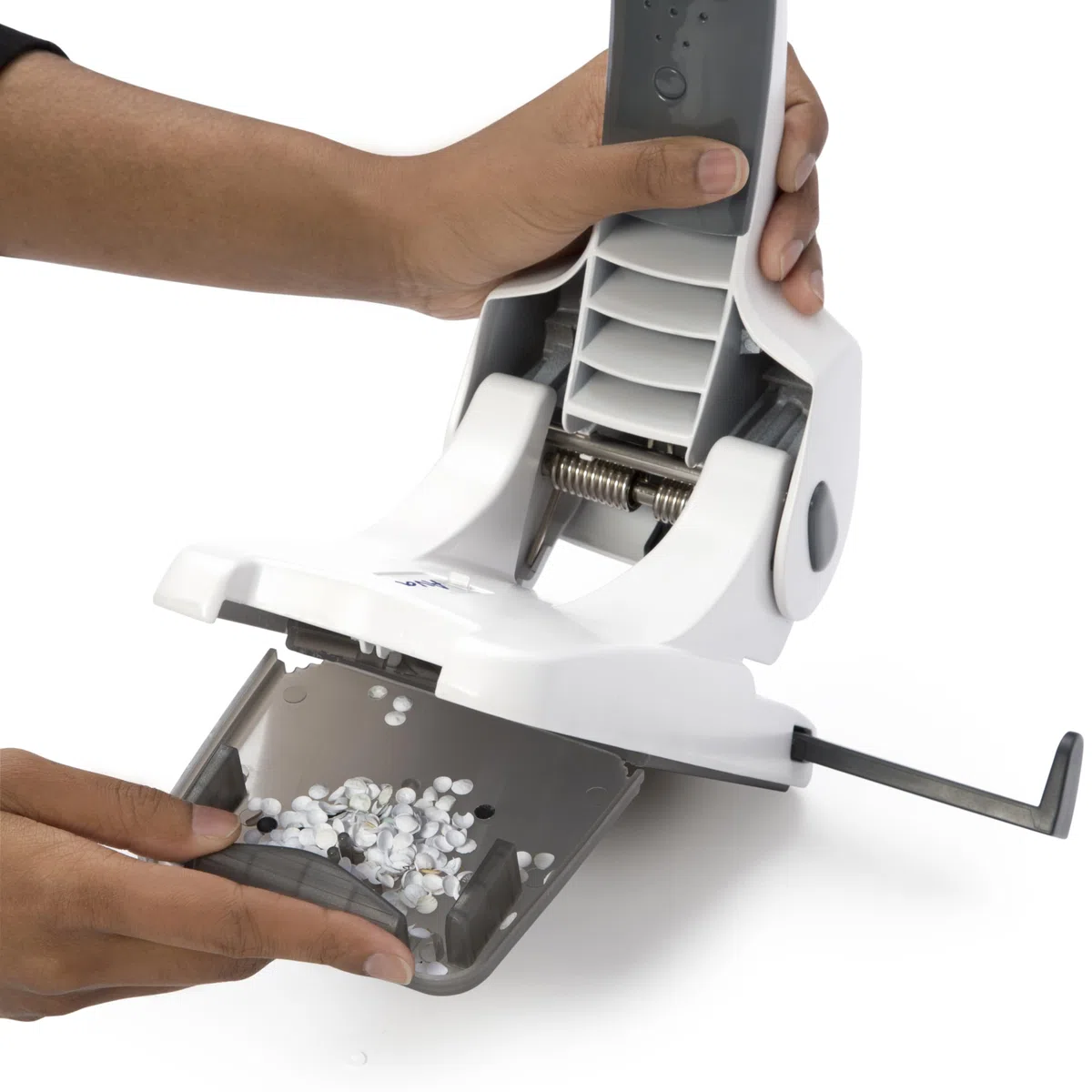 Rapesco 1383 Perforadora de 2 Agujeros de Gruesos Zero-65, Metal | Capacidad 65 Hojas, Blanco Mate