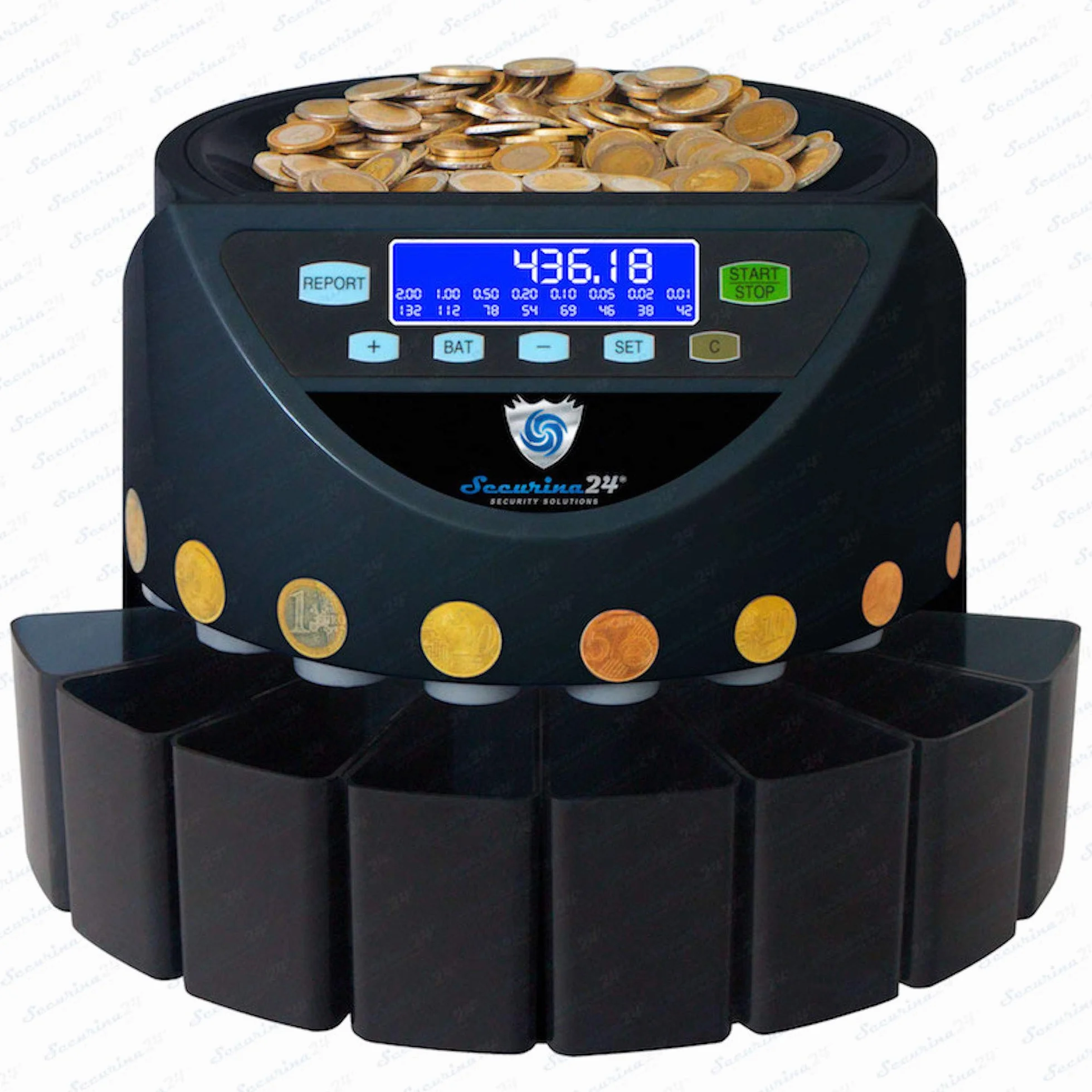 Securina24 SecuRina1200LCD Contador de monedas Euro negro