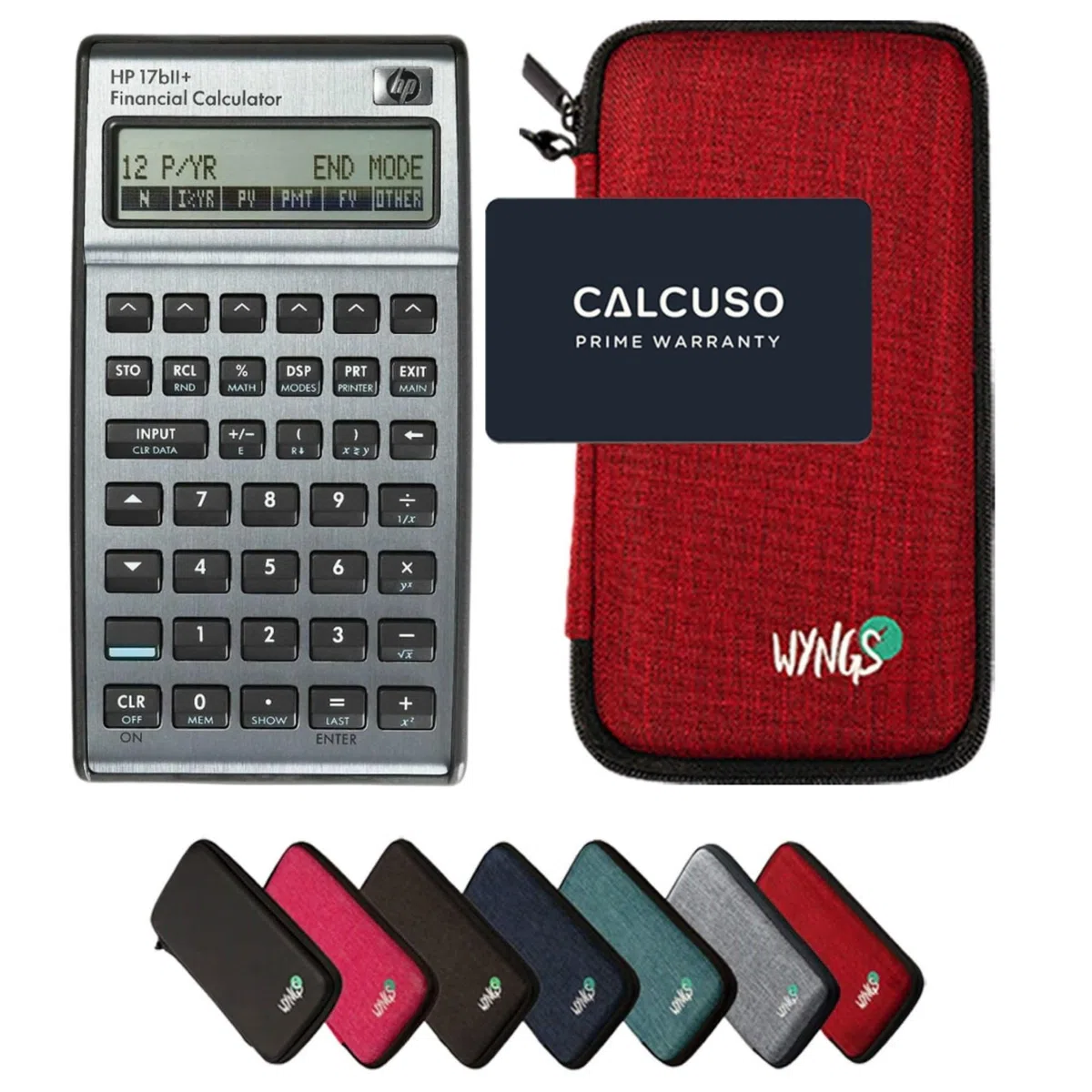 HP 17bll+ con Funda Protectora WYNGS Rojo - Calculadora Financiera - Paquete Básico