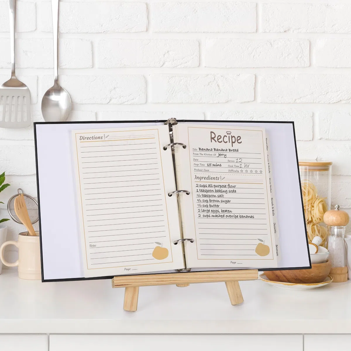 YBCPACK Juego de carpetas de recetas de 3 anillos A5, 1 paquete de libro de recetas de 9 x 7 pulgadas para escribir en tus propias recetas, cuaderno de recetas incluye 100 páginas de recetas (5.5 x