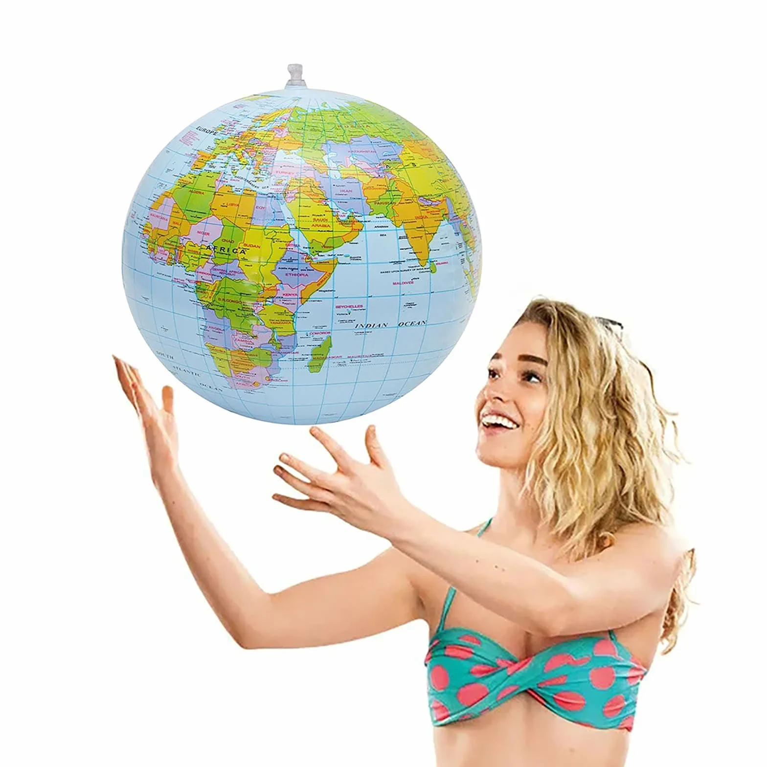 Globo del Mundo Inflable Mapa,2 PCS Globo Terráqueo Inflable para Adolescentes Globo del Mundo Hinchable de PVC Mapa Mundi Interactivo Bola del Mundos para Playa Piscina o Aula