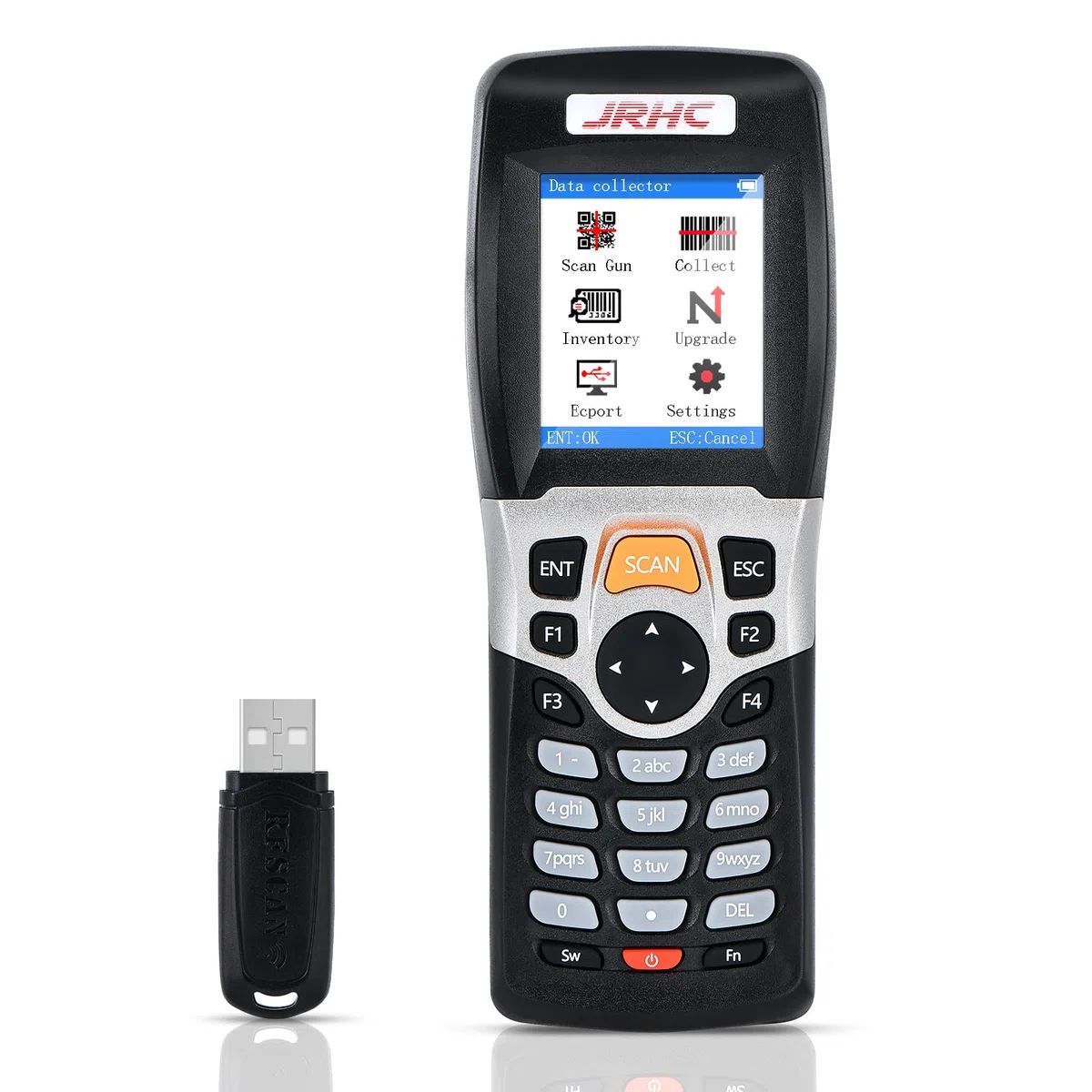 Escáner de código de barras 1D y coleccionista, escáner de código de barras inalámbrico 2.4G para escanear colección e inventario con pantalla LCD de 2,2 pulgadas