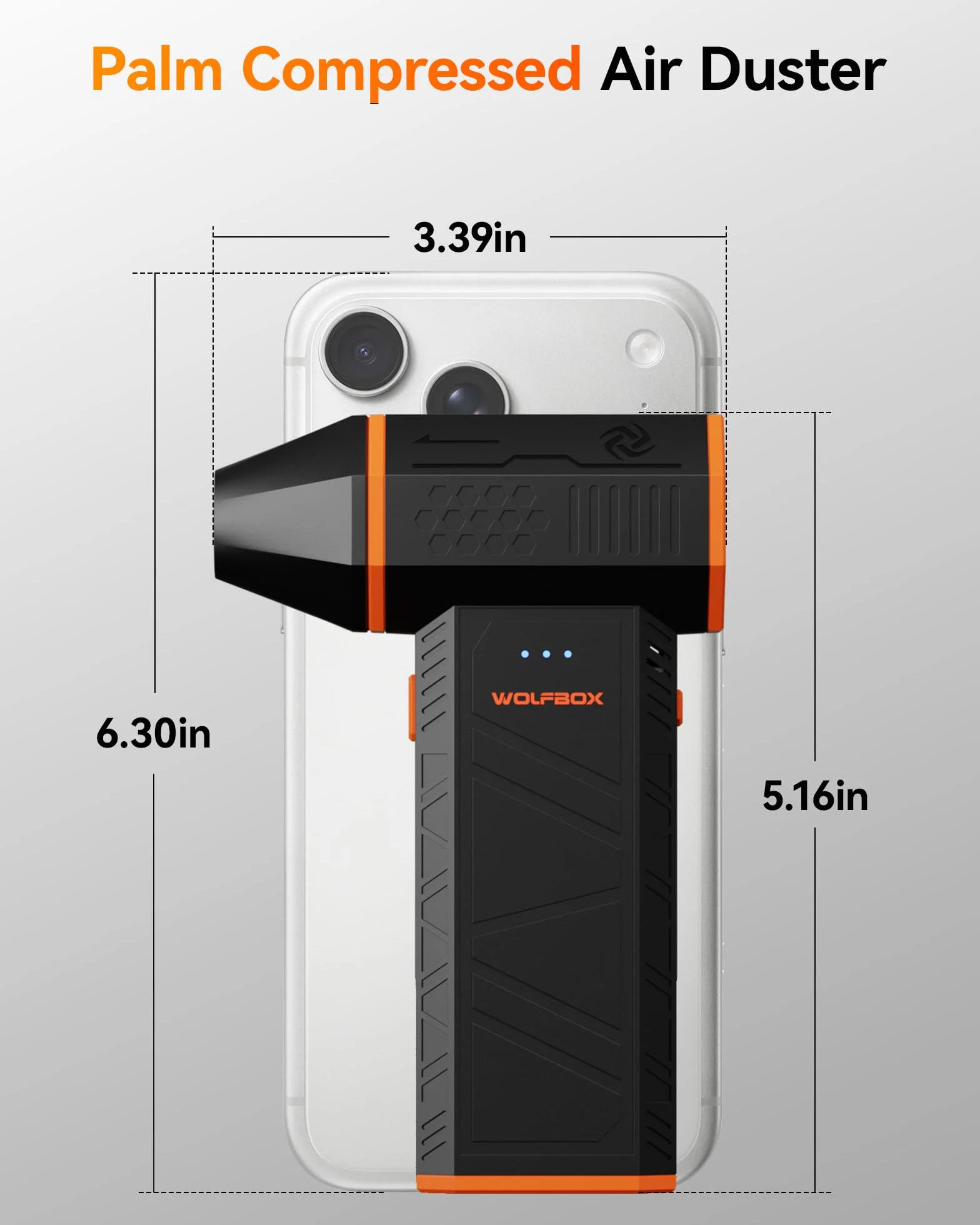 WOLFBOX Soplador de aire eléctrico inalámbrico 110000 rpm mini ajustable 3 engranajes carga rápida