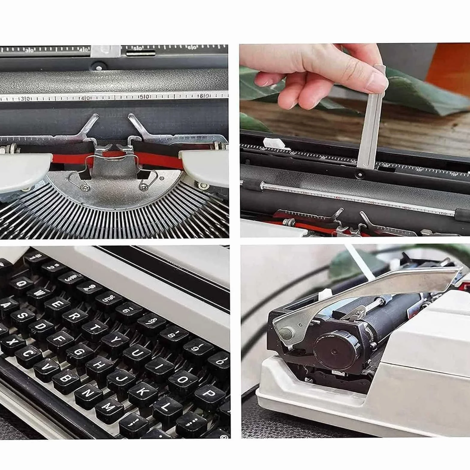 Máquina de escribir vintage, perfecta para escribir novelas en cualquier lugar, máquina de escribir manual retro en rojo y negro con teclado inglés, ideal para escritores aventureros en la selva
