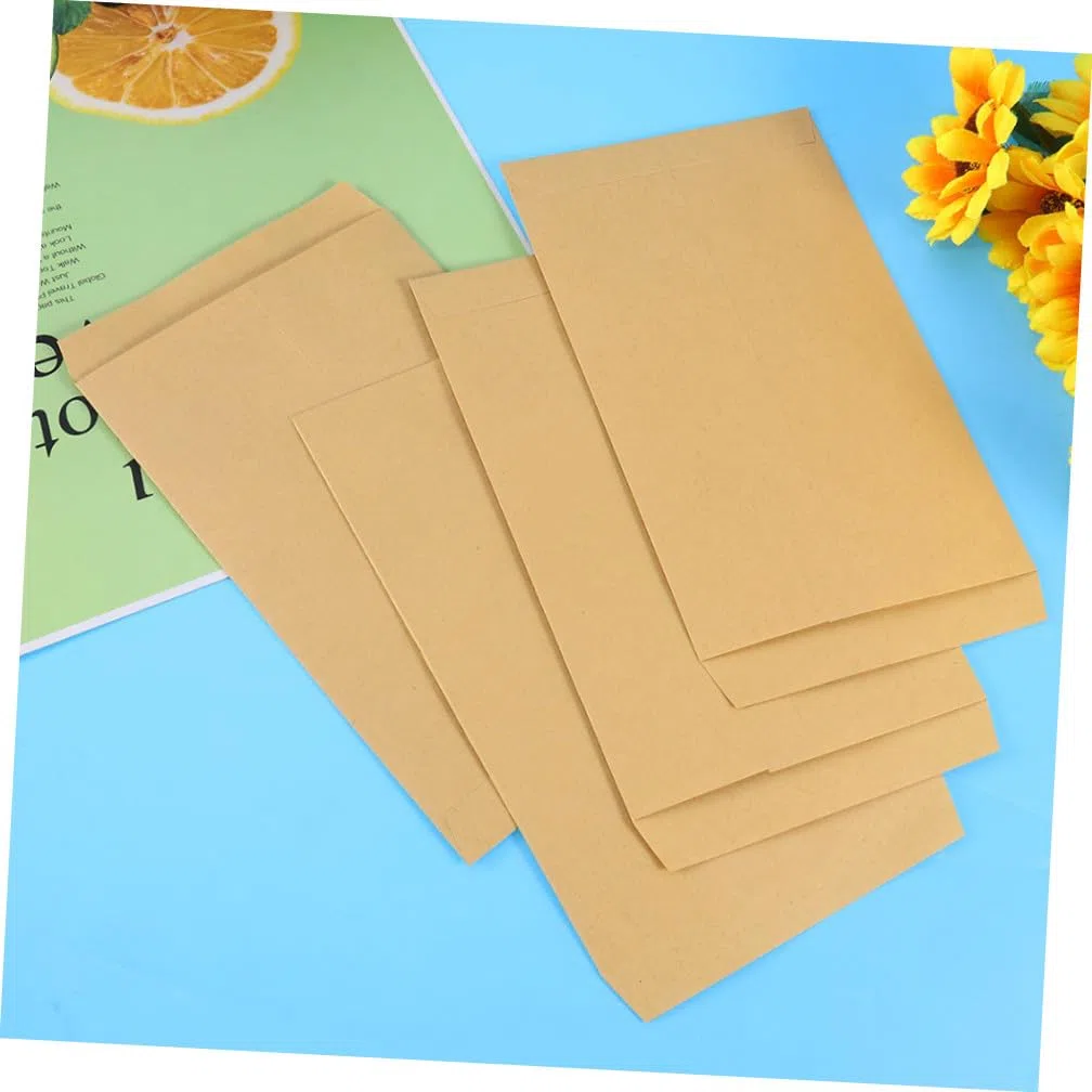 MAGICLULU 200piezas Papel Kraft Amarillo Para Documentos Sobres De Papel Kraft Para Enviar Cartas Comerciales o Fotos Eventos