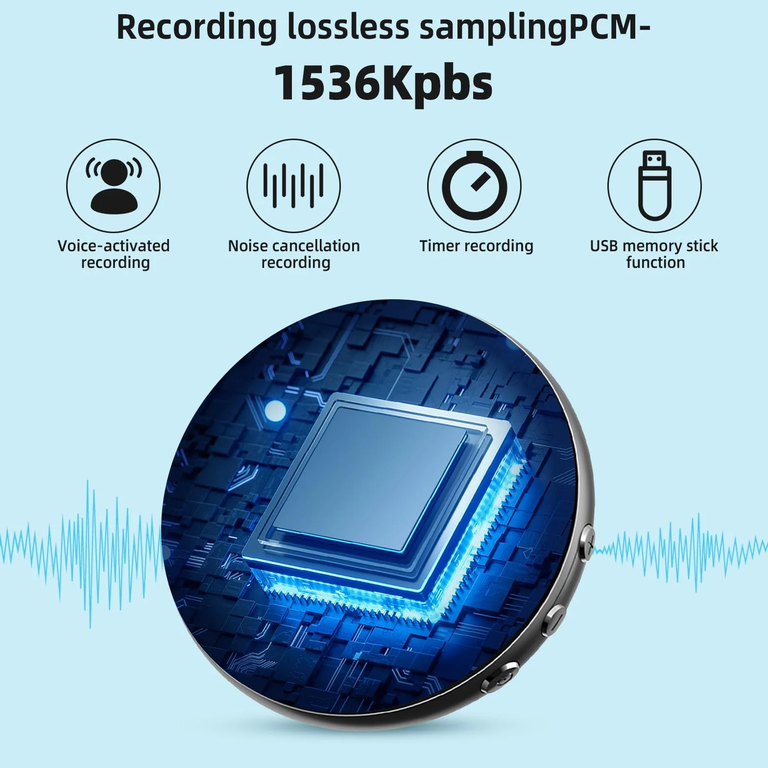 Grabadora de Voz 64GB Mini, Grabadora Digital USB C con Reducción de Ruido
