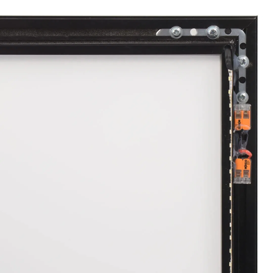 Danieli Store - Tablón de Anuncios Exterior Negro para Menús - Tablón con Cerradura y Par de Llaves - Fácil Montaje en Pared - Superficie de Acero Magnético y Escribible (2x A4 LED)