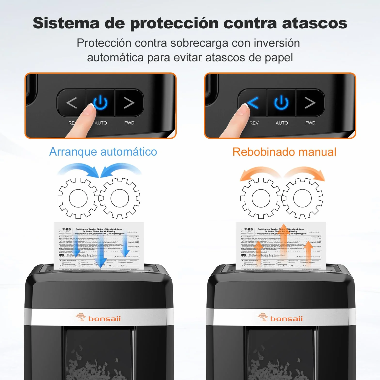 Bonsaii Trituradora de Documentos, Corte Micro P-4, con alimentación automática de 300 Hojas, 60 Minutos de Funcionamiento Continuo, contenedor de residuos de 31 litros, C291-A