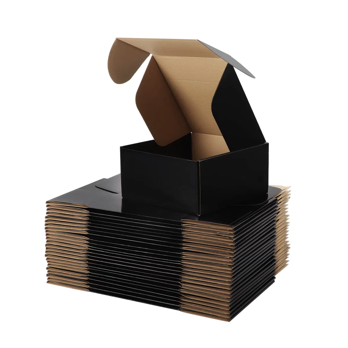 oikwo - Paquete de 25 cajas de envío pequeñas de 8 x 8 x 4 para pequeñas empresas, cajas de cartón de embalaje negro, caja de embalaje para correo móvil
