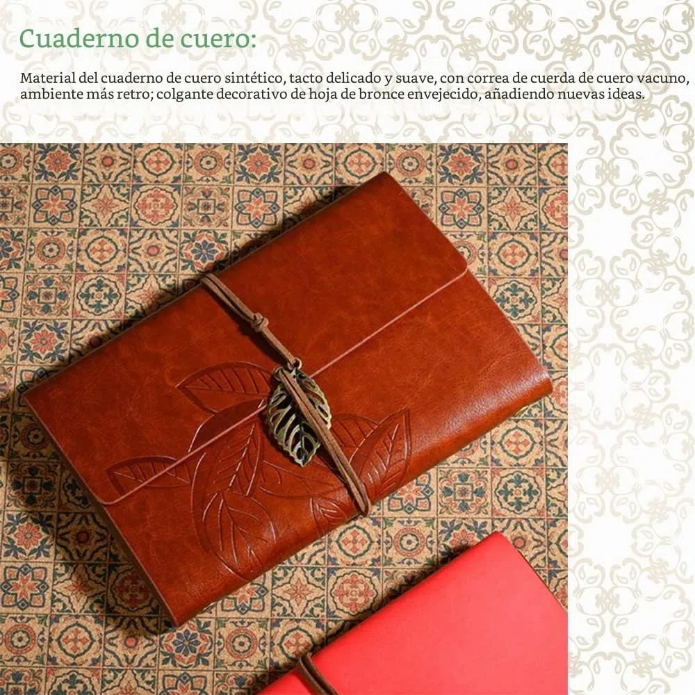 VBESTLIFE Conjunto de Botella de Tinta Cuaderno de Cuero Retro con Pluma Estilográfica de Plumaje Tallado Vintage para Caligrafía Escritura Regalo de Papelería(Blanco)