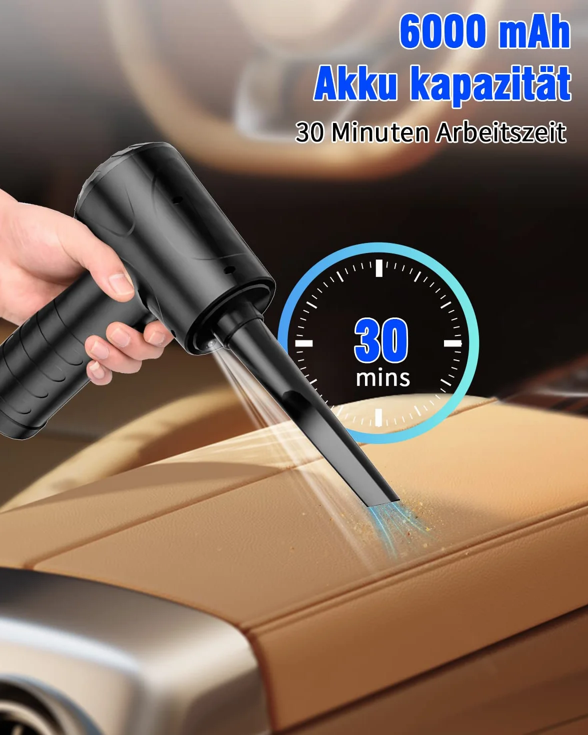 Soplador de Aire para PC 3 Velocidades 91000 U/min USB Recargable 6000mAh Compressed Air Duster