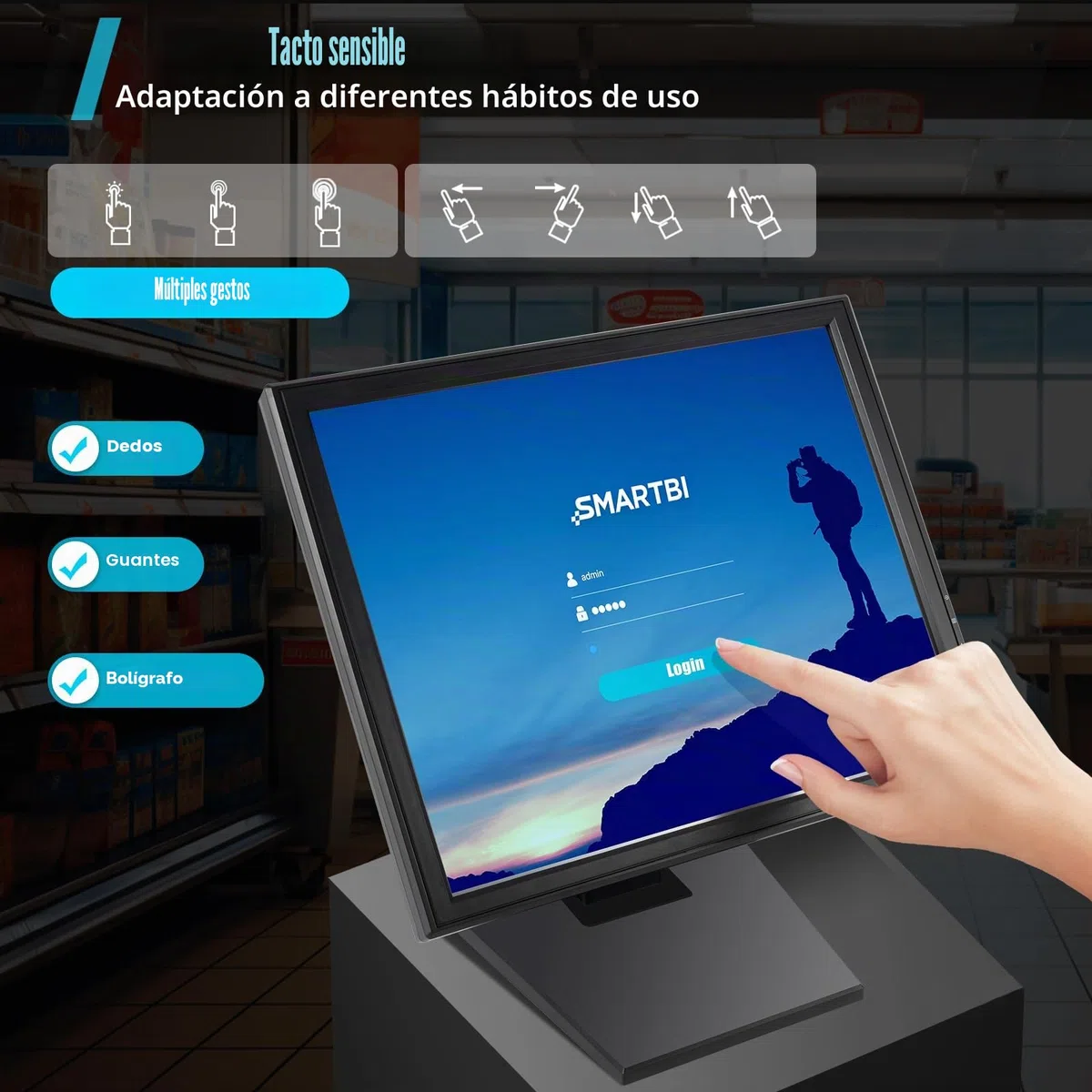 Pantalla táctil LCD, pantalla táctil de 17 pulgadas, pantalla táctil de registro de efectivo, monitor de efectivo para PC, POS, caja registradora, restaurante, bar, cafetería, alta