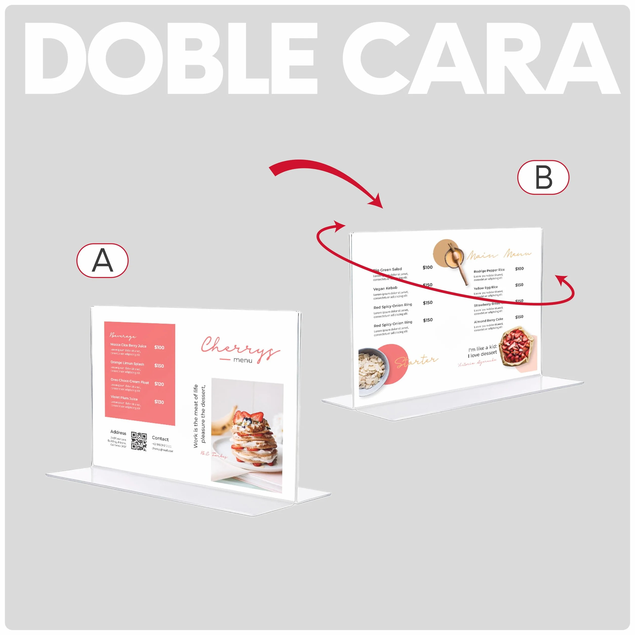 Expositor Metacrilato A3 Horizontal - Pack 6unid | Porta Menus Sobremesa Resistente y Fácil Limpieza | Expositor Sobremesa para Publicidad de Tiendas y Cartas de Restaurante