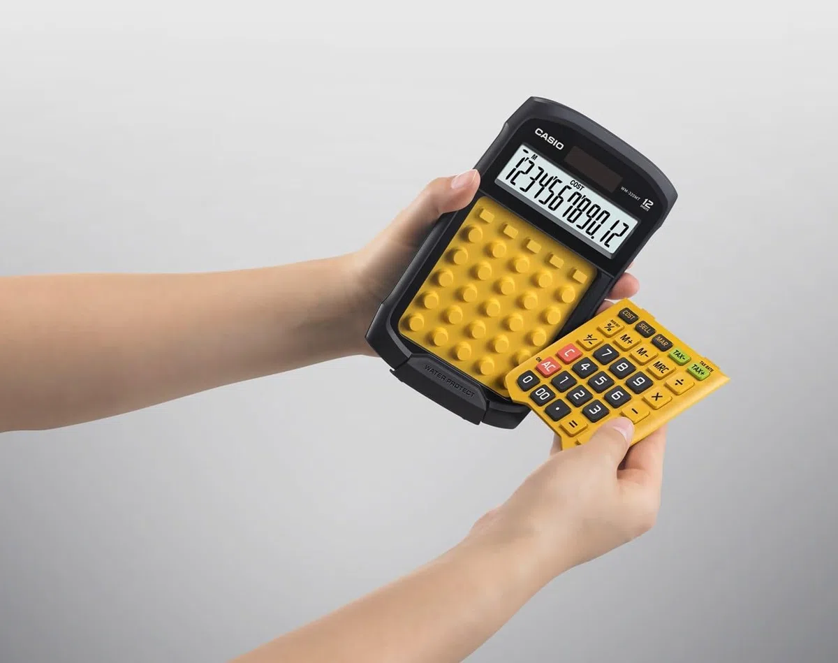 Casio WM-320MT - Calculadora básica (12 dígitos, resistente a polvo), color amarillo y negro
