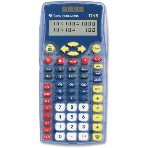 Texas Instruments TI-15 Explorer Elementary Calculator - 2 líneas - 11 caracteres (funciona con batería/solar) - 6.9 quot; x 3.5 quot; x 0.7 quot; - Azul