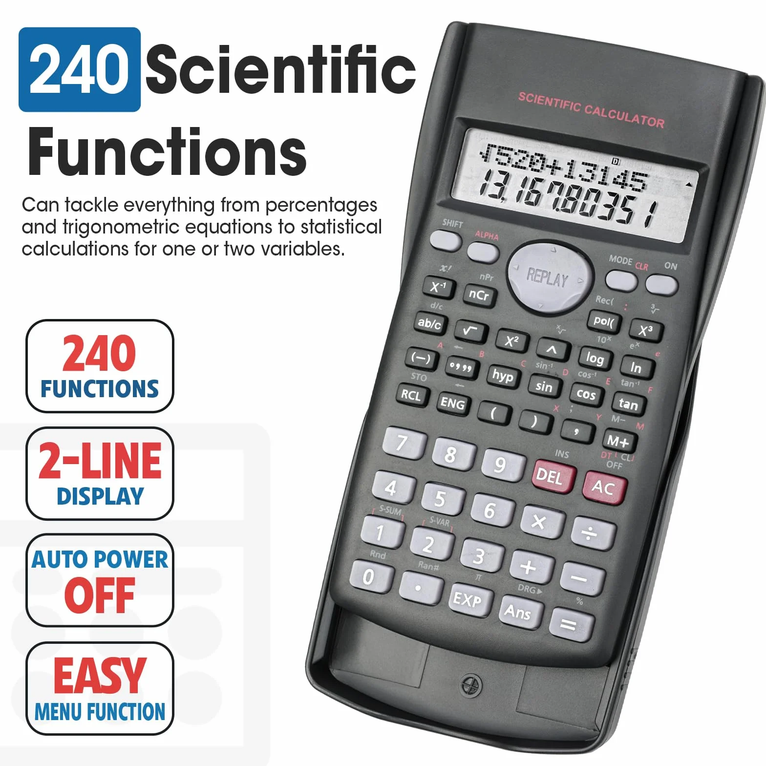 Paquete de 30 calculadoras científicas, pantalla grande de 2 líneas, 240 funciones, calculadoras científicas para estudiantes, calculadora de fracción de álgebra matemática para escuela secundaria
