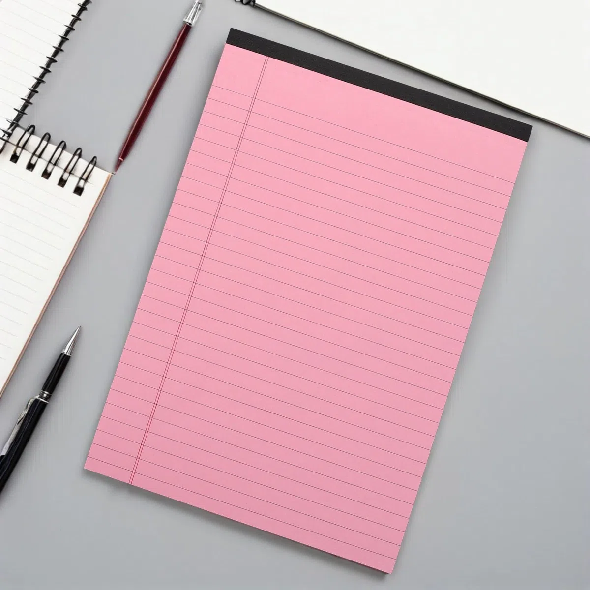 SHINEOFI 4 Piezas Bloc de Notas Rosa A4 Líneas Horizontales y Columnas Divididas, Papel Trabajo y Documentación