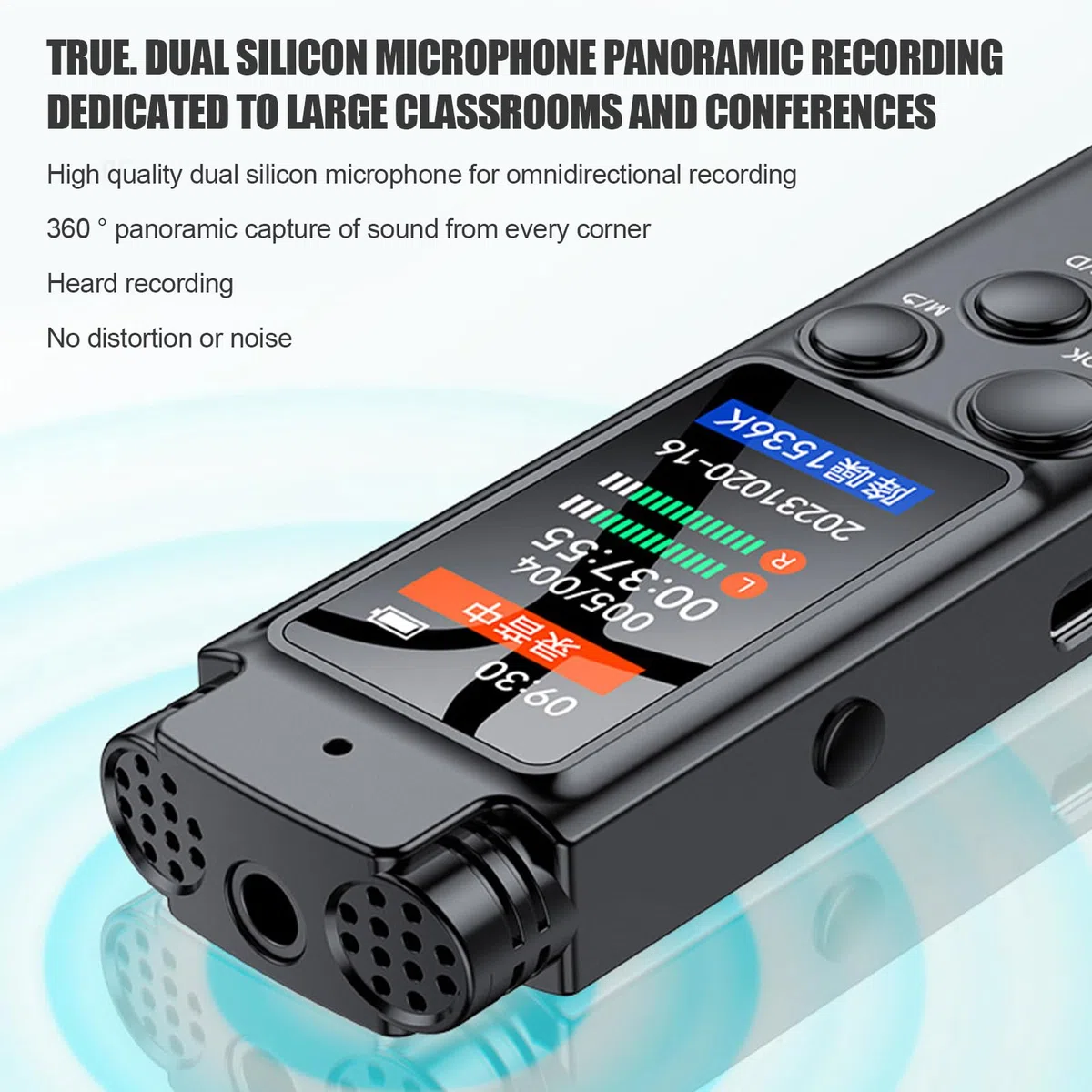 Grabadora de audio, grabadora de audio de sonido, grabadoras de voz de | grabación rápida con contraseña - Reducción de ruido, micrófono doble, dictáfono de calidad HD para periódicos