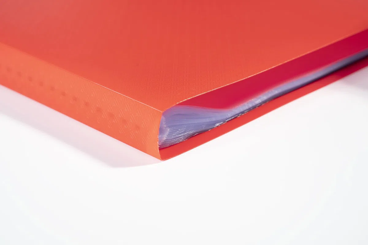 Exacompta 8 carpetas de fundas Opak A4 100 fundas antirreflejos rojo