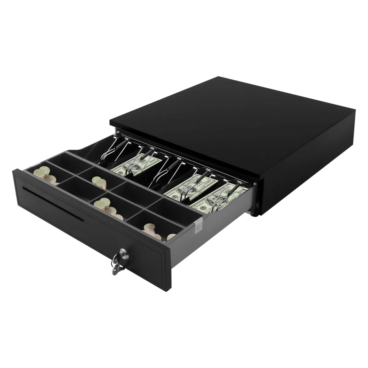 Light-Duty - Cajón de efectivo con 8 compartimentos para monedas y 5 compartimentos para billetes de banco, cajón de dinero con conector RJ-11, cajón electrónico, accesorios para caja
