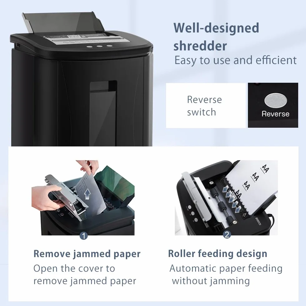 Trituradora de Papel Automática Profesional: Microcorte P-4 150 Hojas 40 Mins Continuos Destructora Documentos Eléctrica Papelera 25L Portátil Silenciosa - Oficina Casa Industrial Hogar