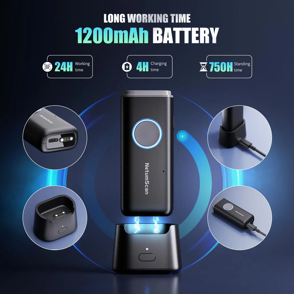 NetumScan Scanner portatile Bluetooth per codici a barre 1D/2D/QR U820