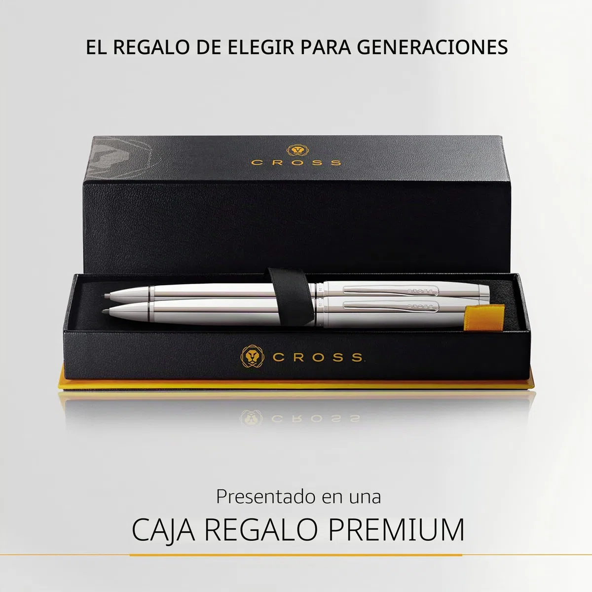 CROSS Coventry - Juego de bolígrafo y portaminas (KS: ancho de trazo M, DB 0,7 mm, incluye embalaje de regalo), cromado brillante
