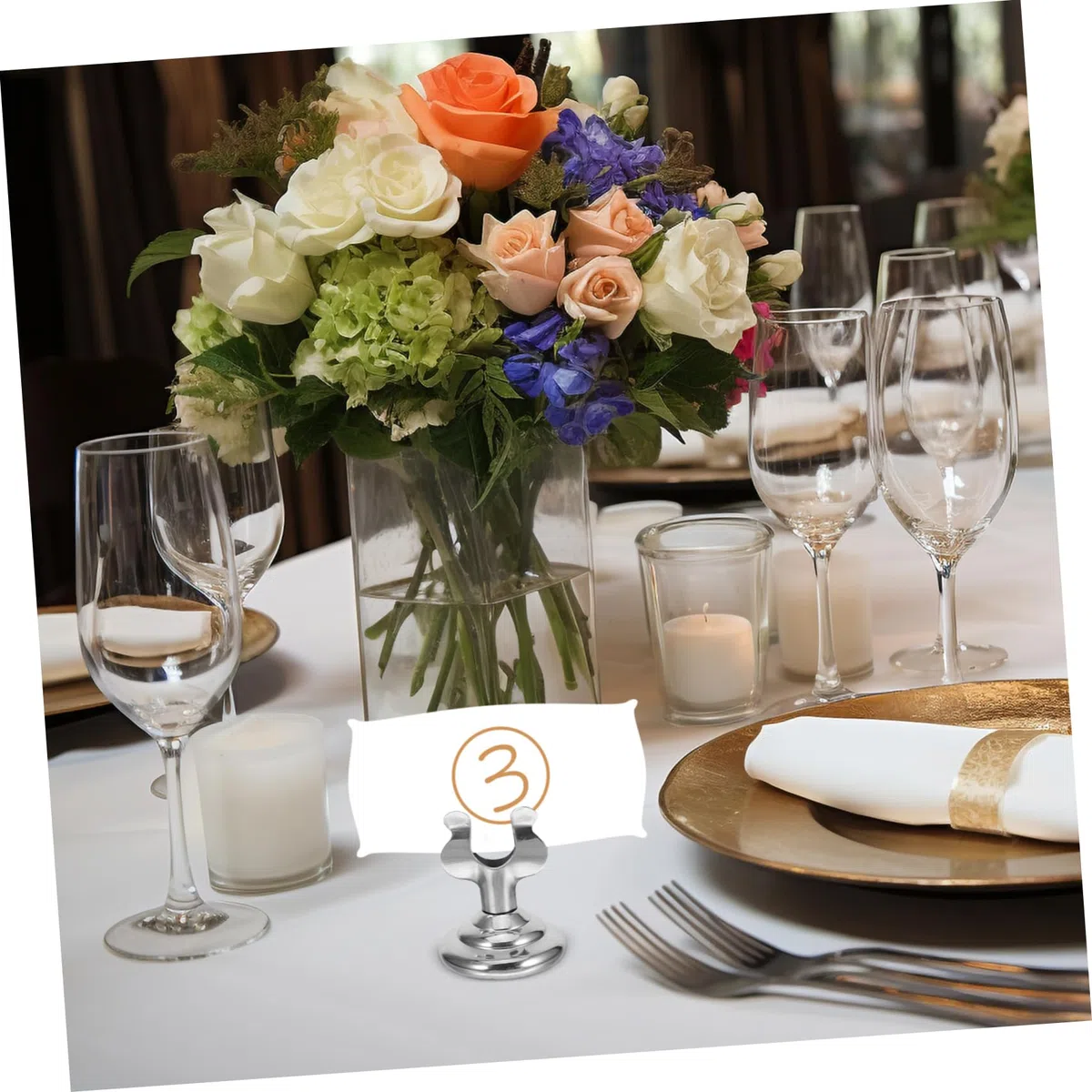 ARTIBETTER 3 Series Soporte De Menú Inoxidable Titular De Mesa Portátil Para Tarjetas Y Menús Para Restaurantes Bodas Y Fiestas 5 Piezas X 3