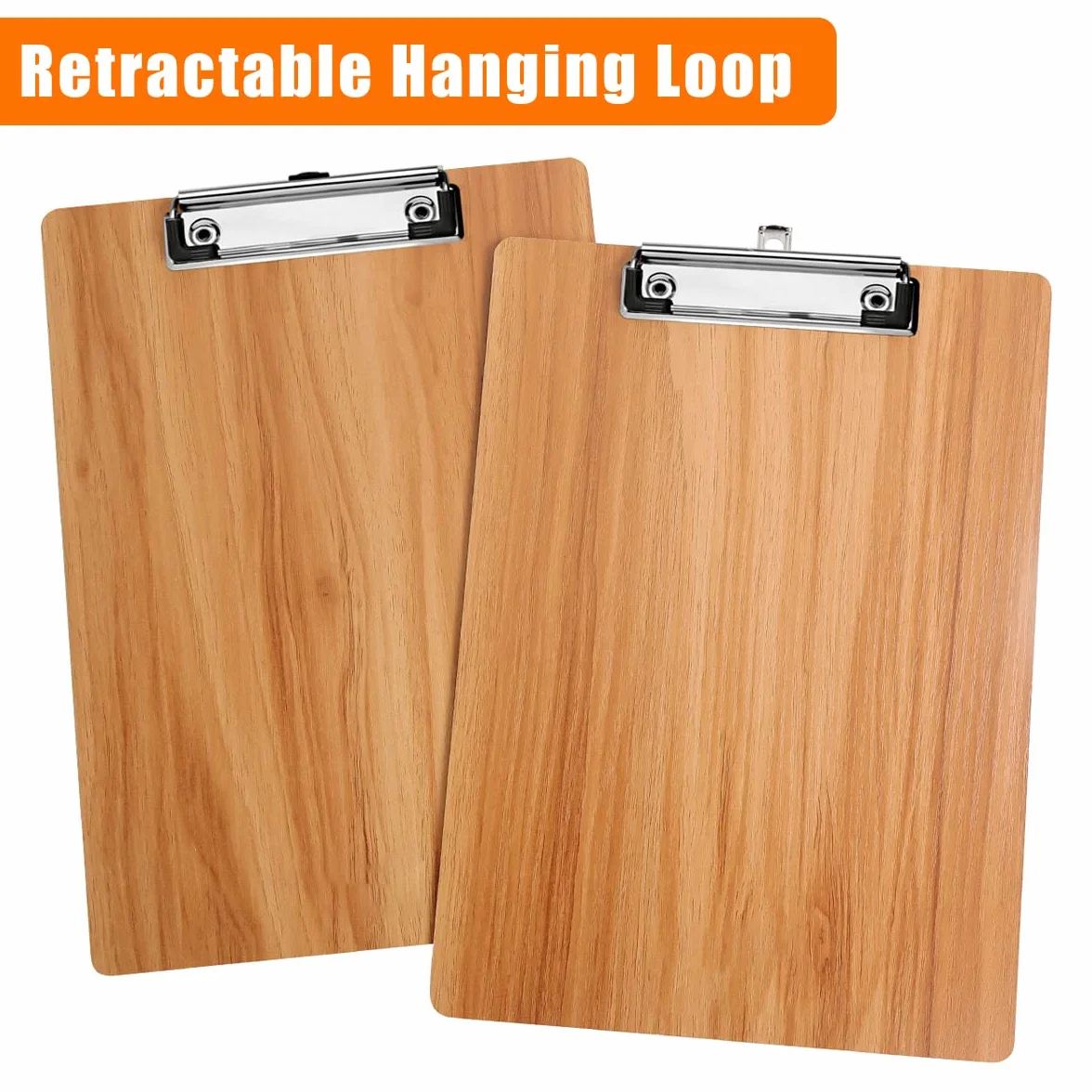 A4 Portapapeles en Madera con Pinza, Clipboards con Agujero Colgante, Tablero de Escritura - Paquete de 12