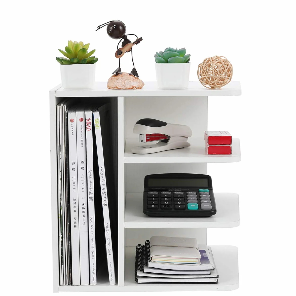 EasyPAG Organizador Escritorio Madera A4 4 Compartimentos Bandeja Documentos Blanco