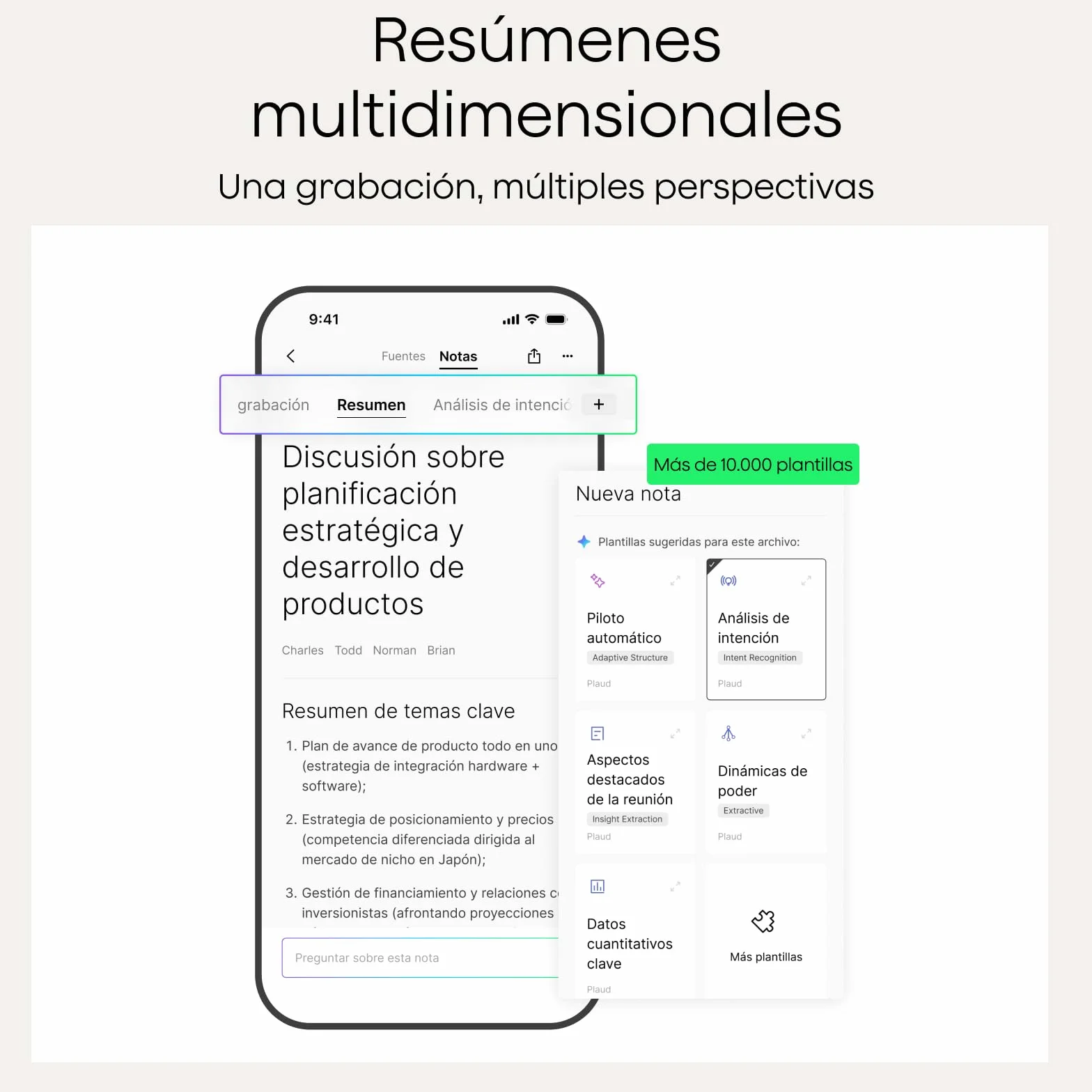 Plaud Note Pro Grabadora de Voz AI con Funda Transcripción IA Resúmenes Multidimensionales Grabación Dual Inteligente 50 Horas