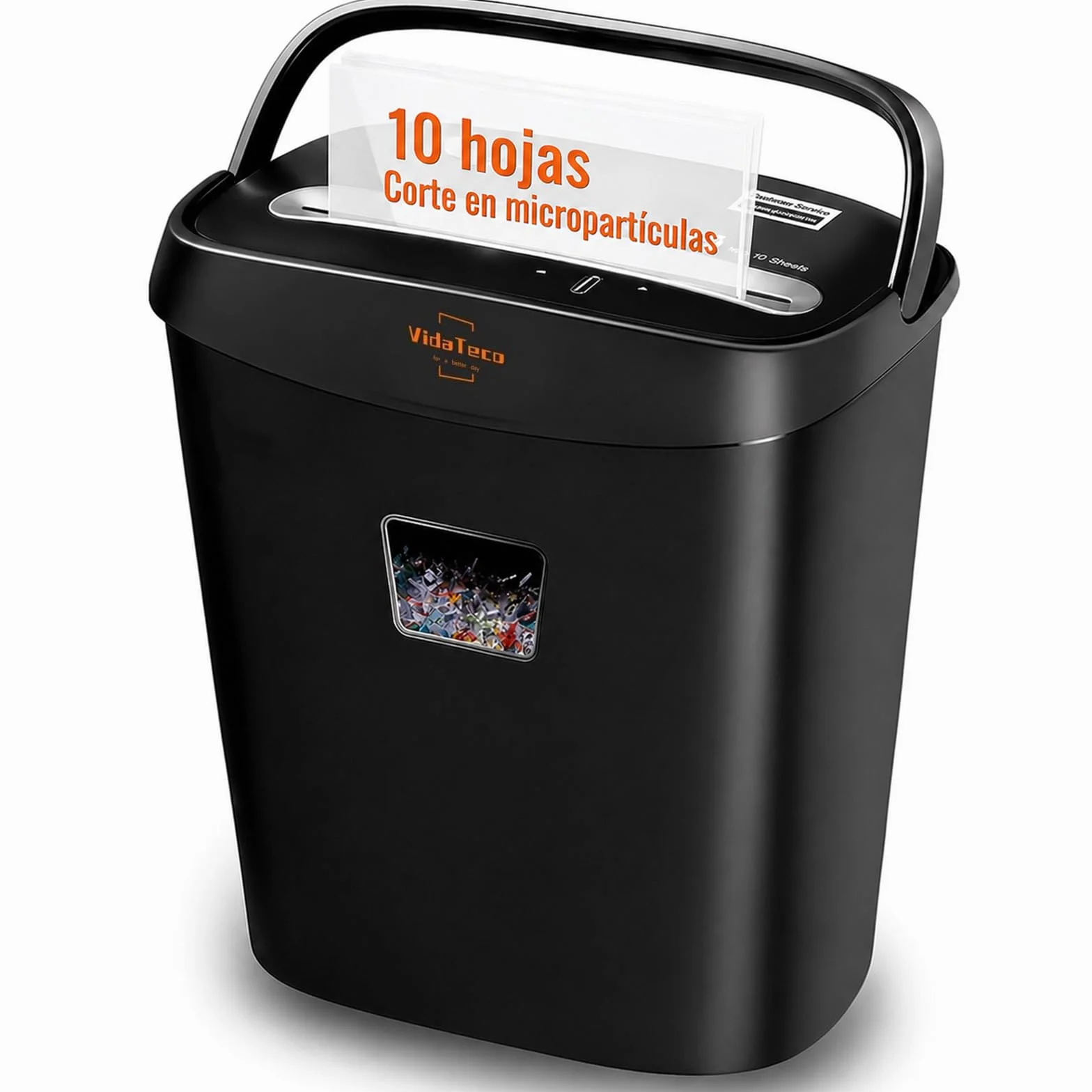 Destructora de Papel para Casa de 10 Hojas, Trituradora de Papel de Corte Transversal Que Destruye Papel, Tarjetas, Triturador con diseño de Mango portátil y contenedor de 15 L