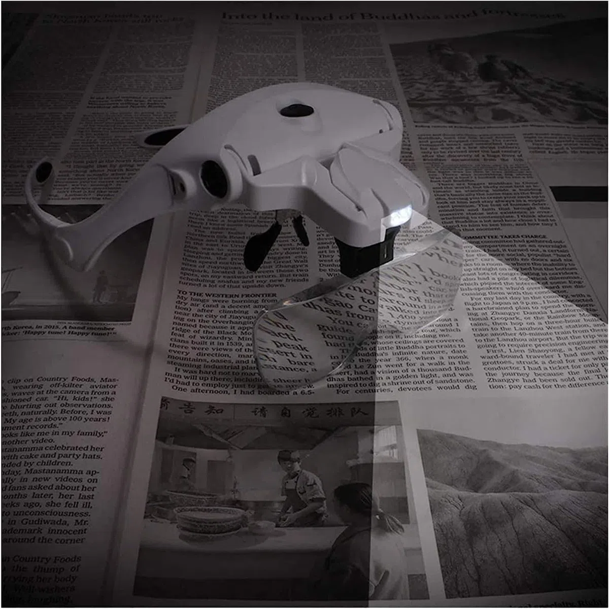 Lámpara de lupa manos libres, lupa con cabeza de cabeza de carga USB con luz LED, joyería, reloj de manualidades, 5 lentes, cuello de cisne flexible, brazo de matrimonio,