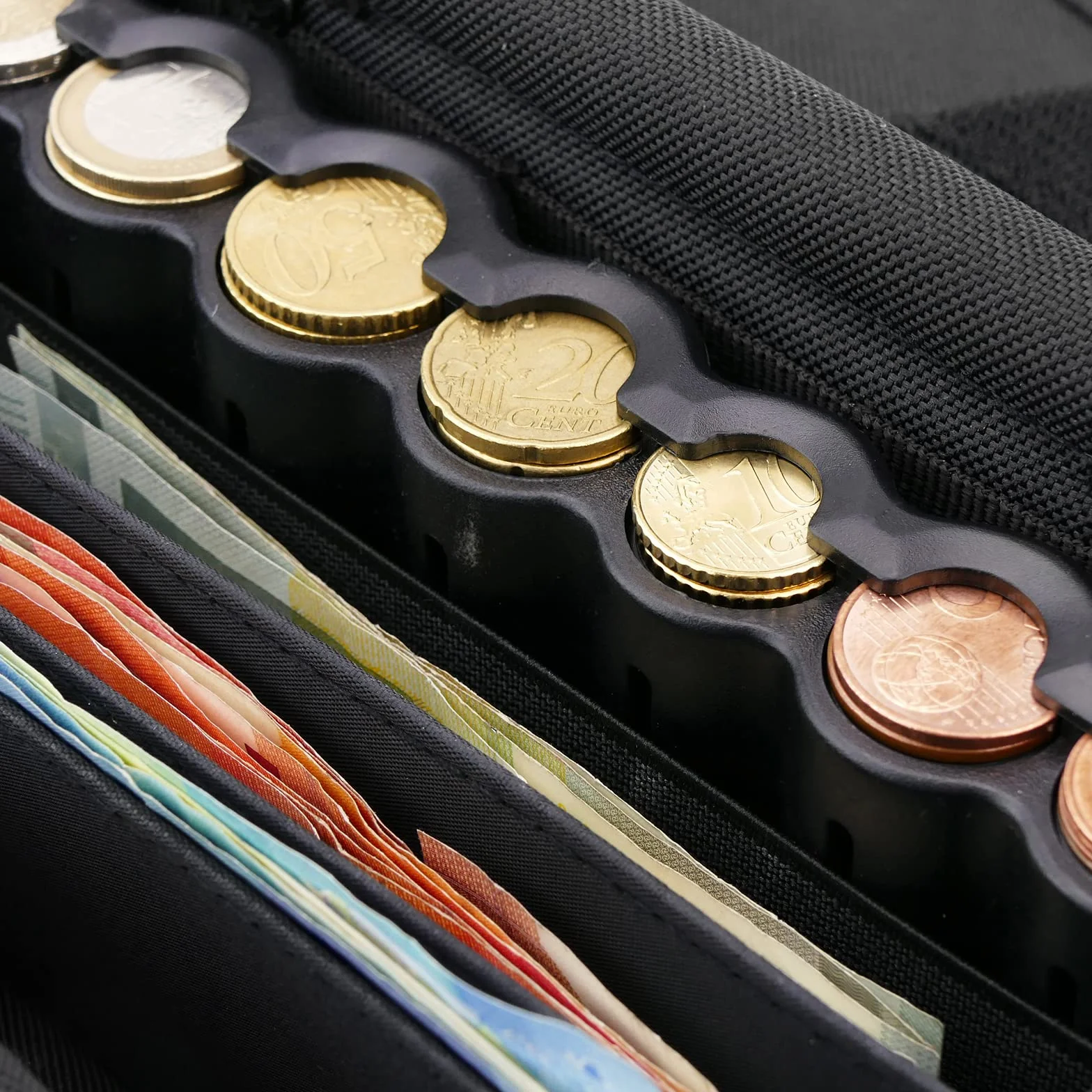 PrimeMatik Cartera de Camarero para Billetes y Monedas de Euro con Clasificador y Cierre magnético