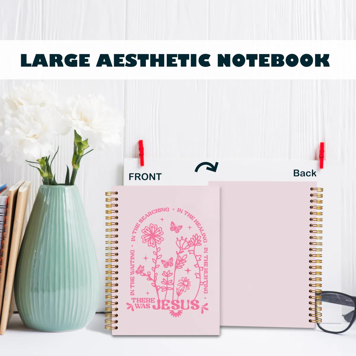 BearCake Cuaderno cristiano floral bohemio, regalos cristianos para mujeres, cuadernos de la Biblia para tomar notas, cuaderno de diario bíblico, cuaderno de espiral de tapa dura Where the Jesus, 5.5