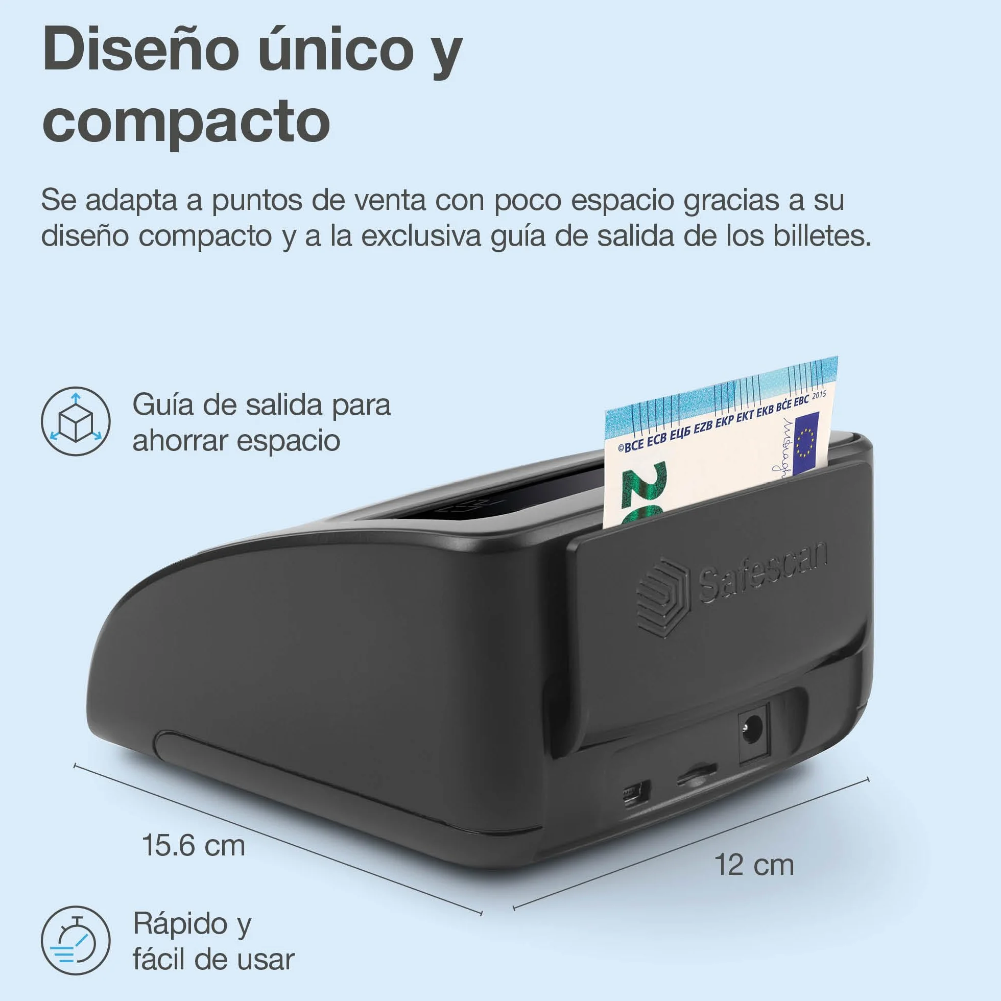 Safescan 155-S detector de billetes falsos portátil 7 puntos de detección