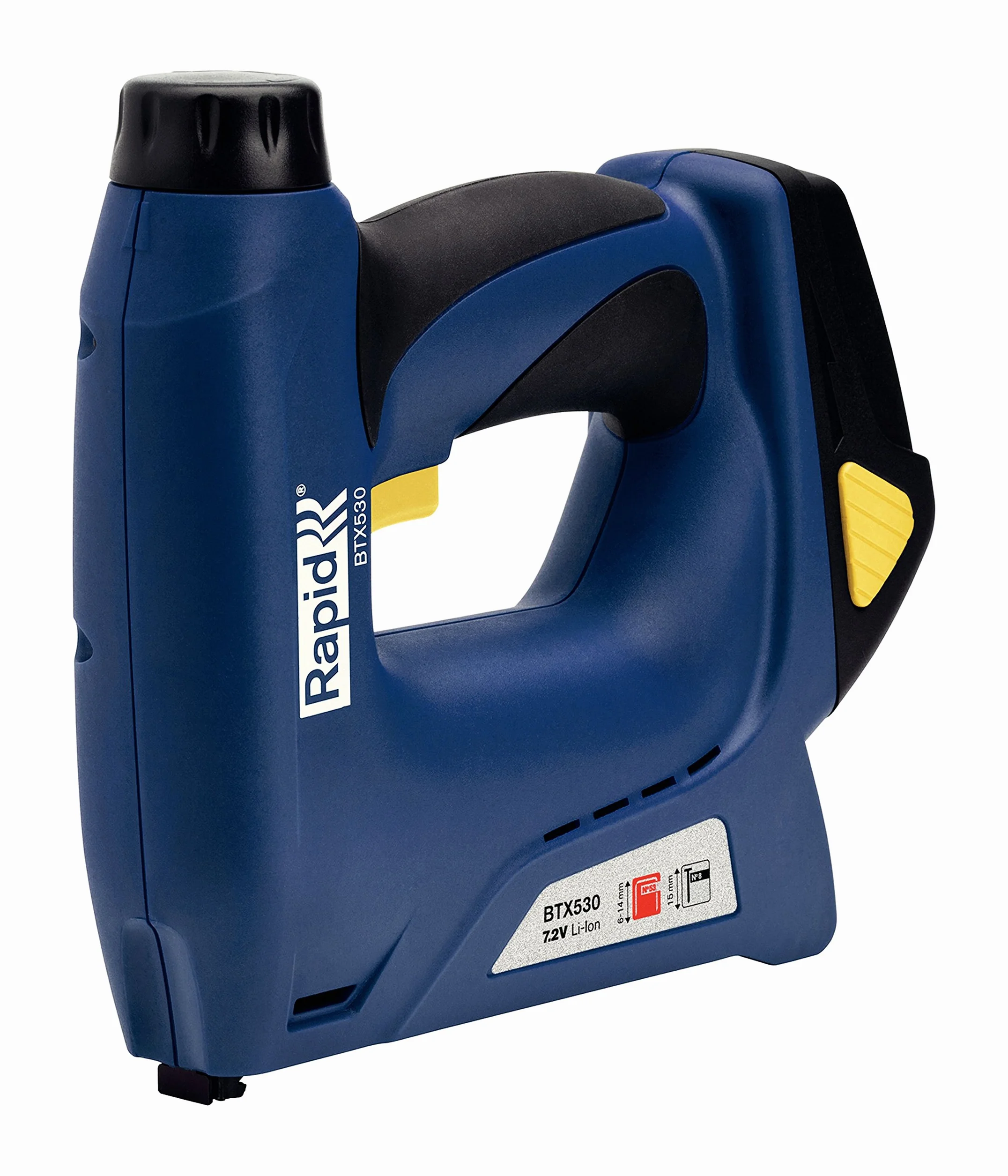 Rapid BTX530 Grapadora Eléctrica Inalámbrica para Madera, Marcos, Tapicería, Bricolaje y Manualidades con 1.300 Disparos de Grapas N.º 53 y Clavos N.º 8, Estuche y Batería Incluidos (5000128)
