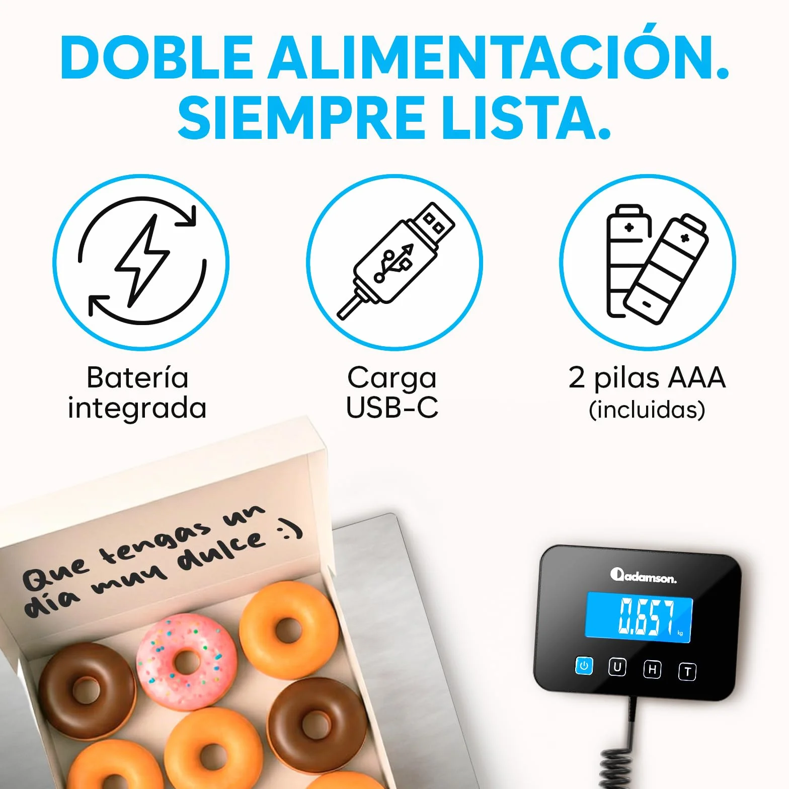 Bascula Industrial - 300 kg - Bascula Comercial de Alta precisión con Función de Retención/Tara - Perfecta para Paquetes, Equipaje, Uso Profesional - Batería y cable incluidos - Plata