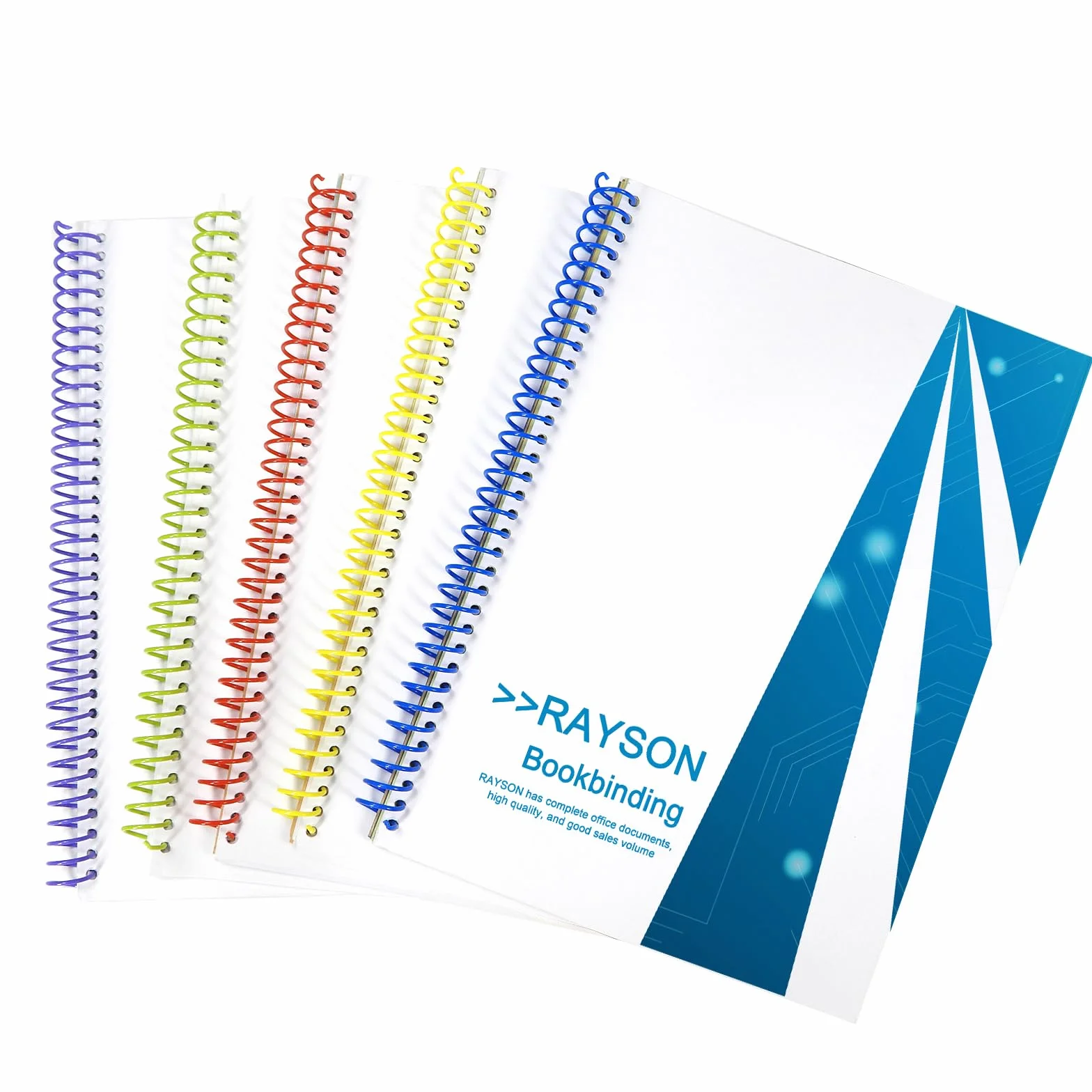 RAYSON Espiral Encuadernacion de Plastico, 50 Hojas, Paso de 3:1, 9,5 mm, Multicolor, Paquete de 100