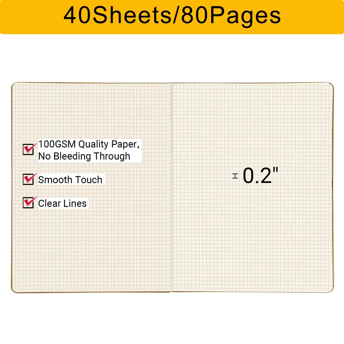 EUSOAR Cuaderno gráfico, 6 paquetes grandes A4 de 8.5 x 11 pulgadas, 40 hojas/80 páginas, papel kraft grueso de 100 g/m², cuaderno de bocetos para estudiantes, cuaderno de composición, cuaderno de