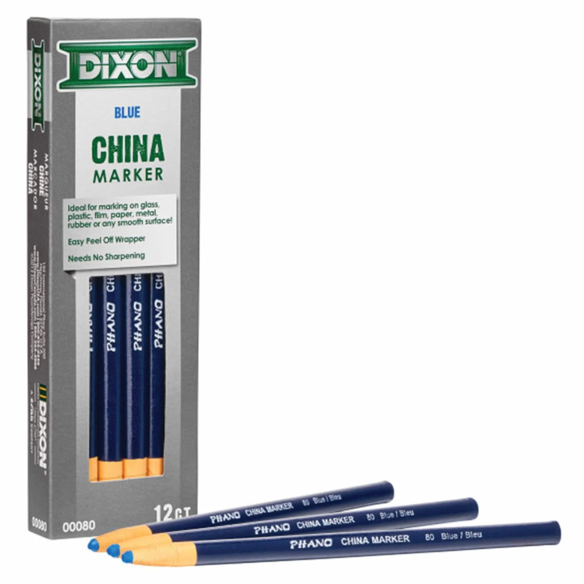 Phano China Markers, Blue, Pack of 12