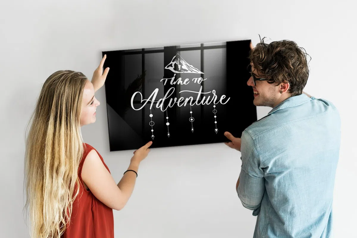 Pizarra de vidrio templado con imanes de neodimio | Rotulador y borrador incluidos | Whiteboard moderno y funcional para cualquier espacio- 90x60 - Aventura